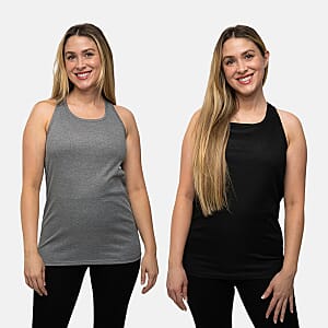 Closeout Nine West Jet Black and Dark Grey Ribbed Tank- Pack of 2 - L