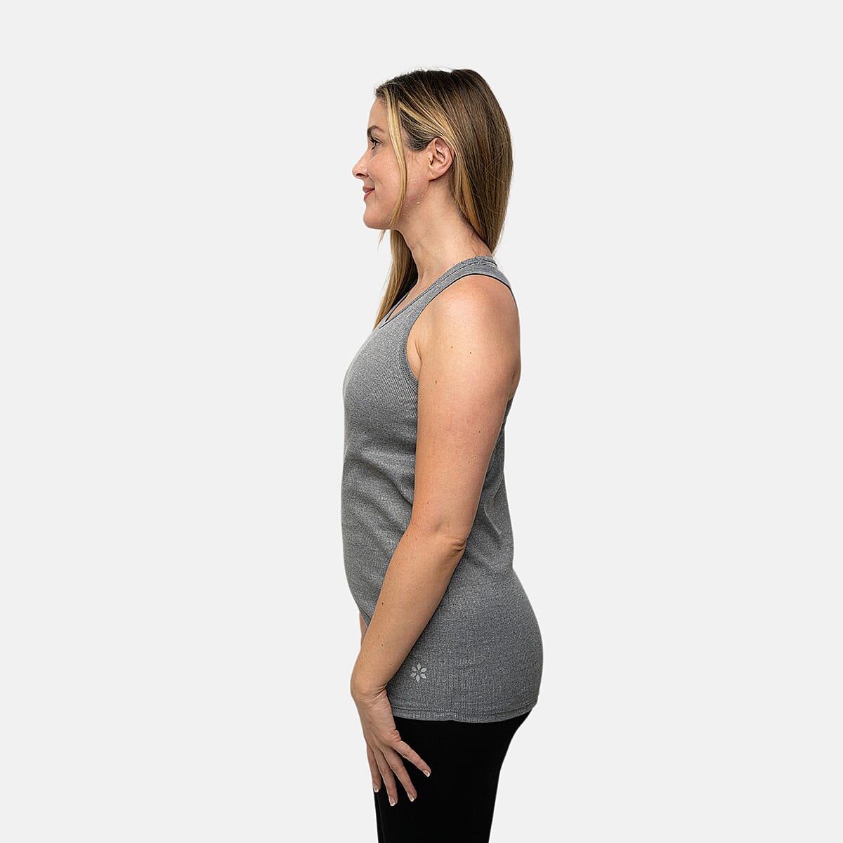 Closeout Nine West Jet Black and Dark Grey Ribbed Tank- Pack of 2 - M image number 2