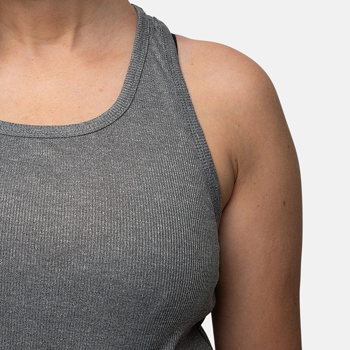 Closeout Nine West Jet Black and Dark Grey Ribbed Tank- Pack of 2 - XL image number 3