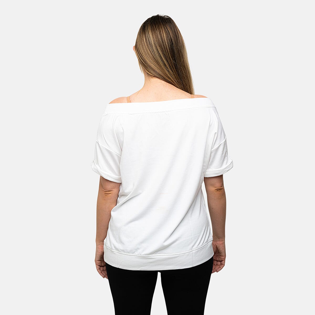 Closeout Nine West White Off Shoulder Sweatshirt With Kangaroo Pocket - M