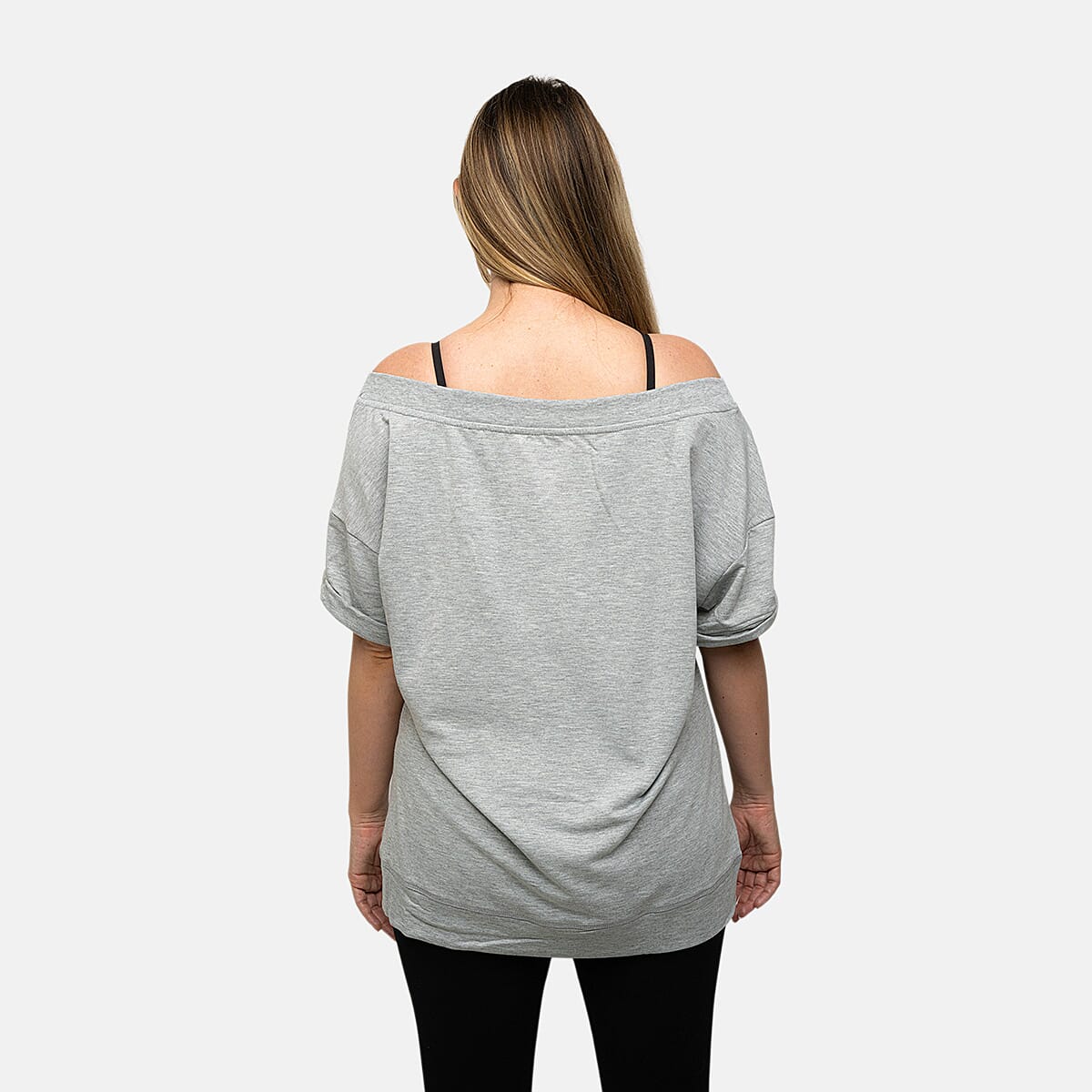 Closeout Nine West Gray Off Shoulder Sweatshirt With Kangaroo Pocket - L