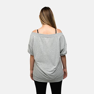 Closeout Nine West Gray Off Shoulder Sweatshirt With Kangaroo Pocket - L