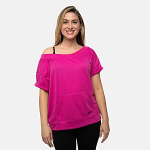 Closeout Nine West Pink Off Shoulder Sweatshirt With Kangaroo Pocket - S