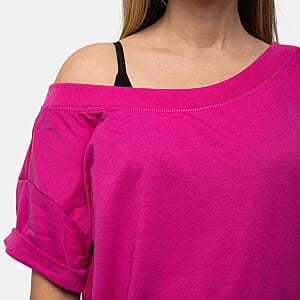 Closeout Nine West Pink Off Shoulder Sweatshirt With Kangaroo Pocket - S