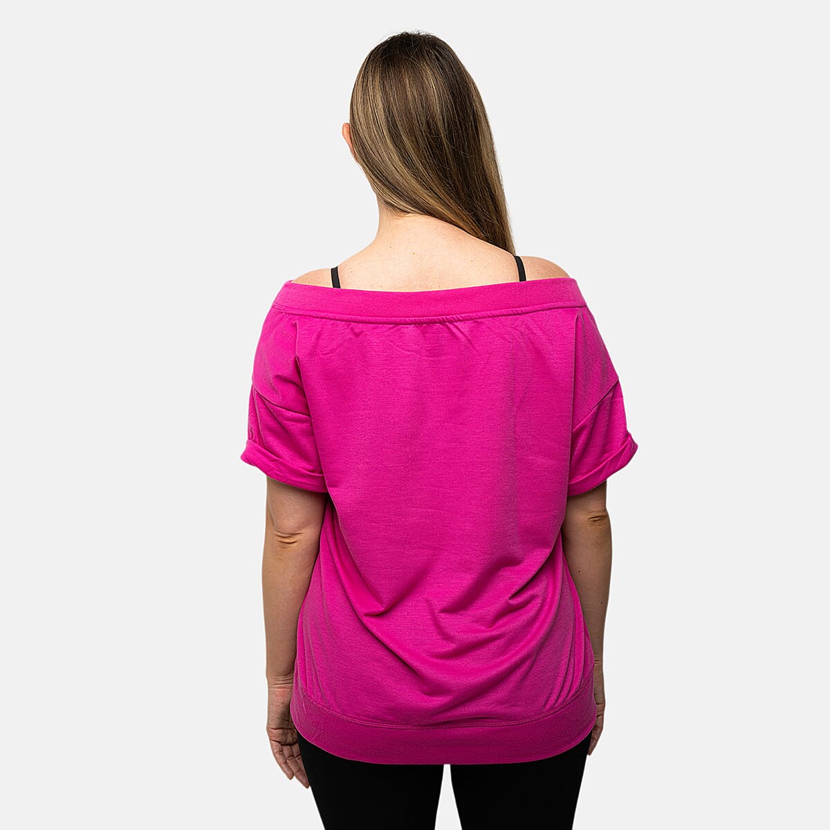 Closeout Nine West Pink Off Shoulder Sweatshirt With Kangaroo Pocket - XL image number 1