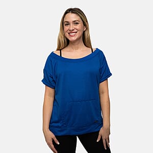 Closeout Nine West Indigo Off Shoulder Sweatshirt With Kangaroo Pocket - S