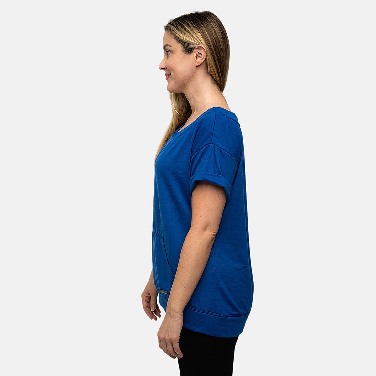 Closeout Nine West Indigo Off Shoulder Sweatshirt With Kangaroo Pocket - XL image number 1