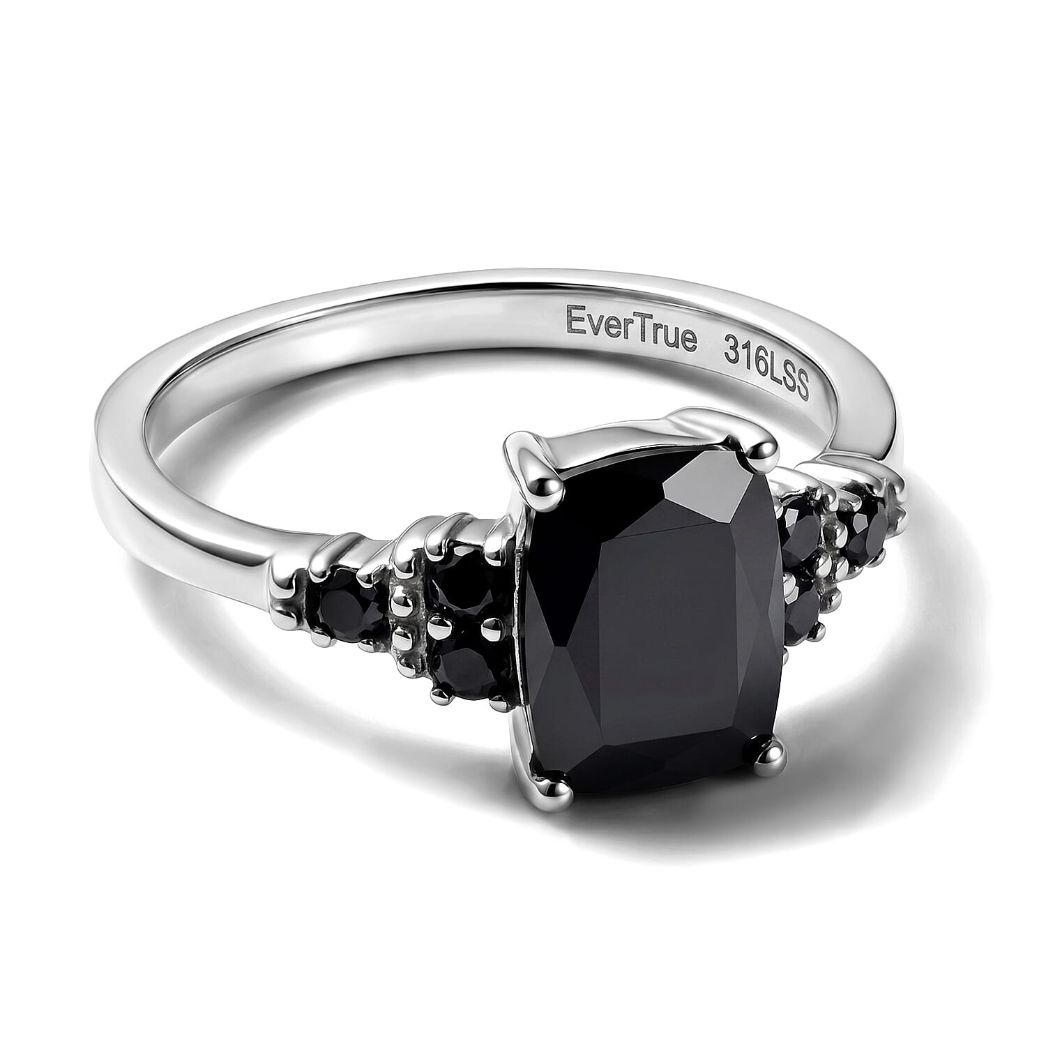 EverTrue Elite Shungite and Thai Black Spinel 3.15 ctw Ring in Stainless Steel (Size 5.0)