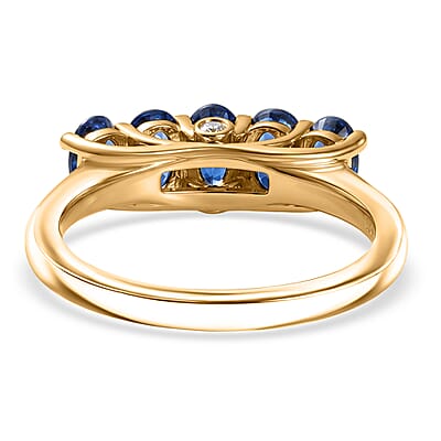 EverTrue Kashmir Kyanite and Lab Grown Diamond G-H SI 1.75 ctw Endless Elegance 5 Stone Ring in Platinum Bond (Size 10.0)