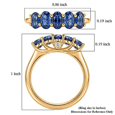 EverTrue Kashmir Kyanite and Lab Grown Diamond G-H SI 1.75 ctw Endless Elegance 5 Stone Ring in Platinum Bond (Size 10.0)