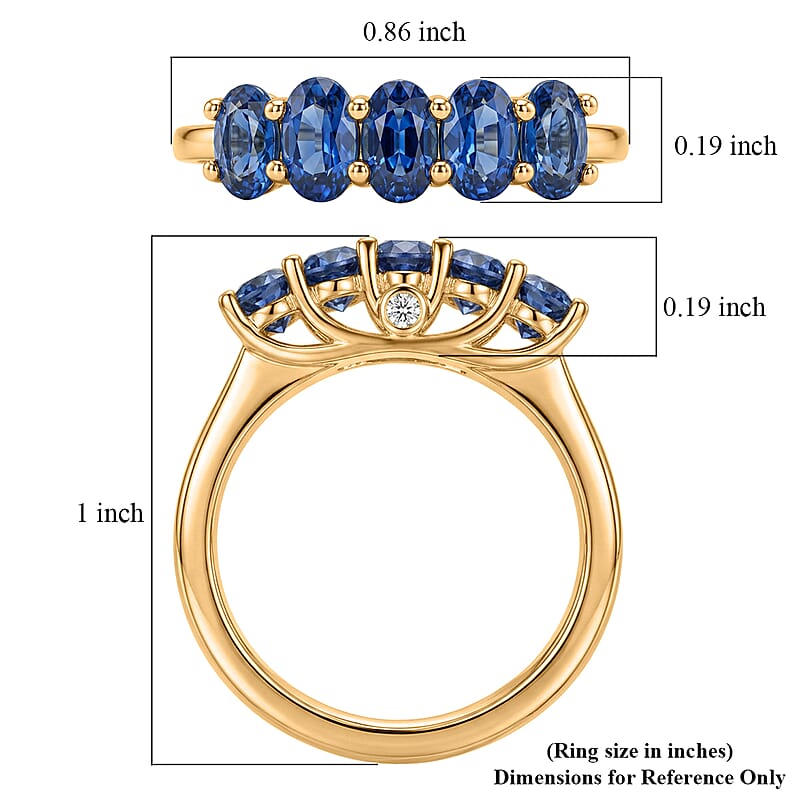 EverTrue Kashmir Kyanite and Lab Grown Diamond G-H SI 1.75 ctw Endless Elegance 5 Stone Ring in Platinum Bond (Size 10.0)