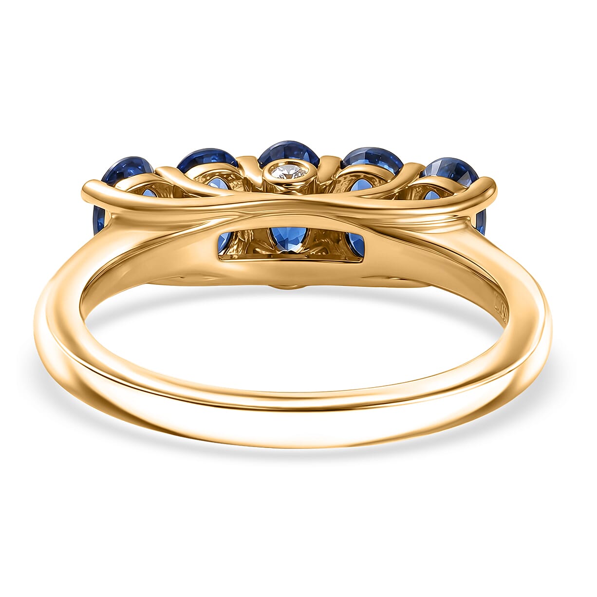 EverTrue Kashmir Kyanite and Lab Grown Diamond G-H SI 1.75 ctw Endless Elegance 5 Stone Ring in Platinum Bond (Size 5.0)