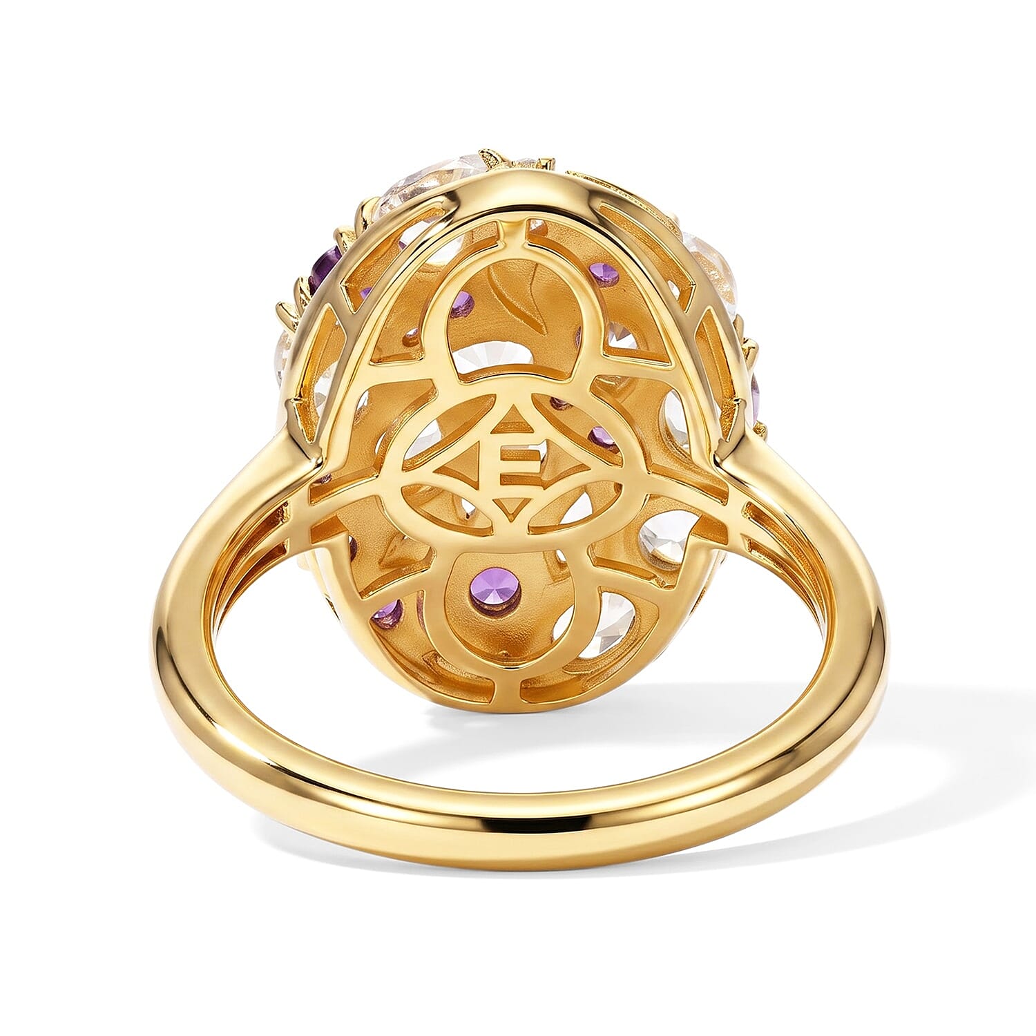 EverTrue Premium Rainbow Moonstone and Multi Gemstone 2.20 ctw Ring in 18K YG Plated (Size 5.0)