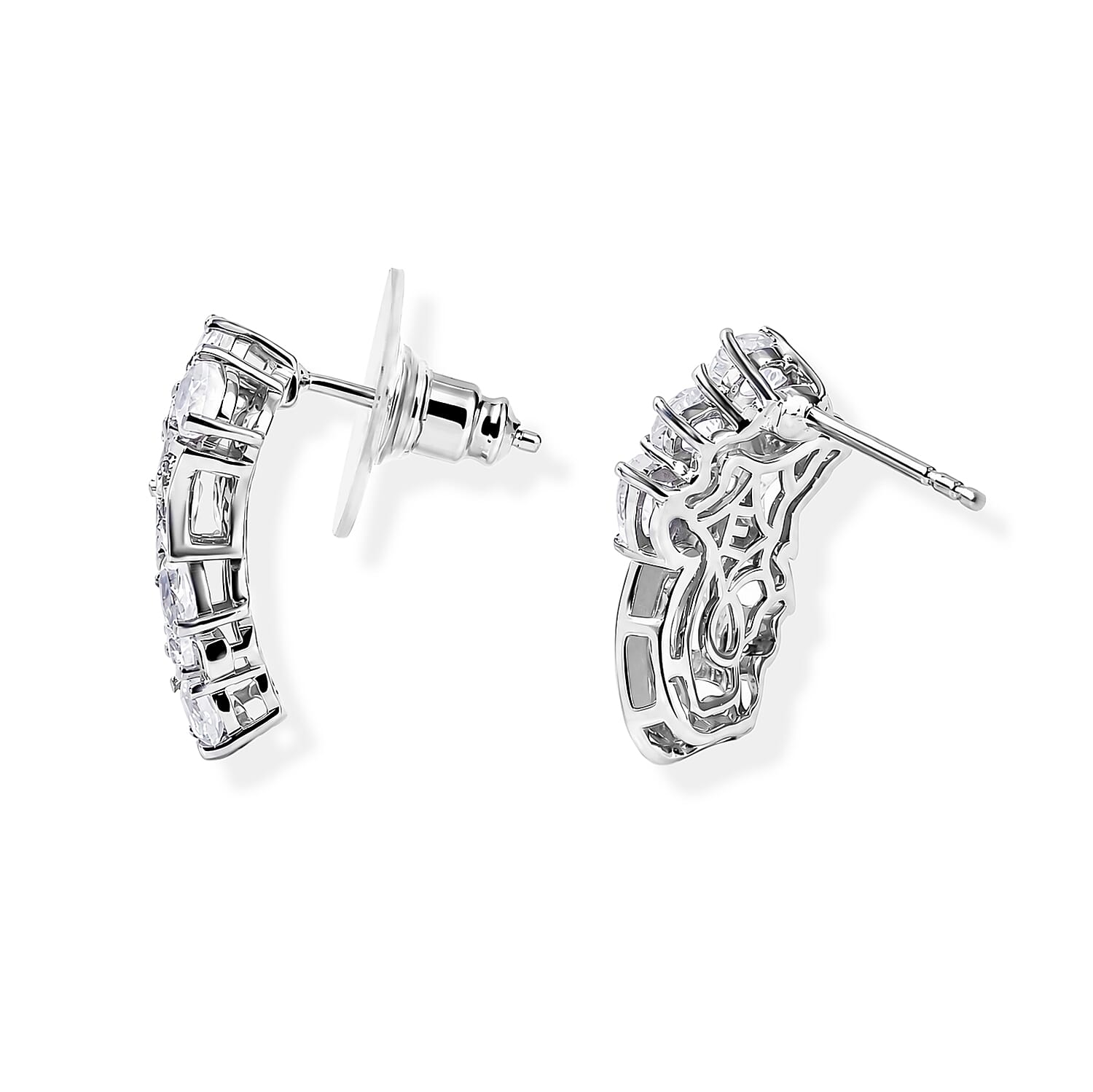 EverTrue Rainbow Moonstone and White Zircon 2.35 ctw Earrings in Platinum Bond