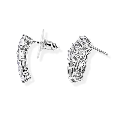 EverTrue Rainbow Moonstone and White Zircon 2.35 ctw Earrings in Platinum Bond
