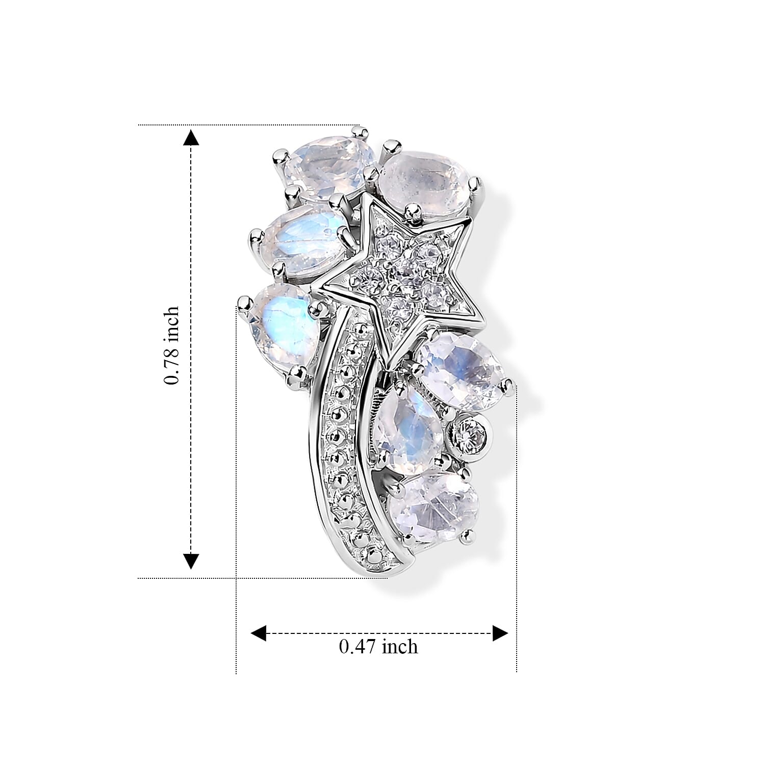 EverTrue Rainbow Moonstone and White Zircon 2.35 ctw Earrings in Platinum Bond