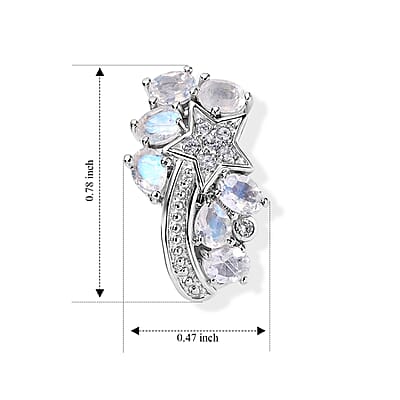 EverTrue Rainbow Moonstone and White Zircon 2.35 ctw Earrings in Platinum Bond