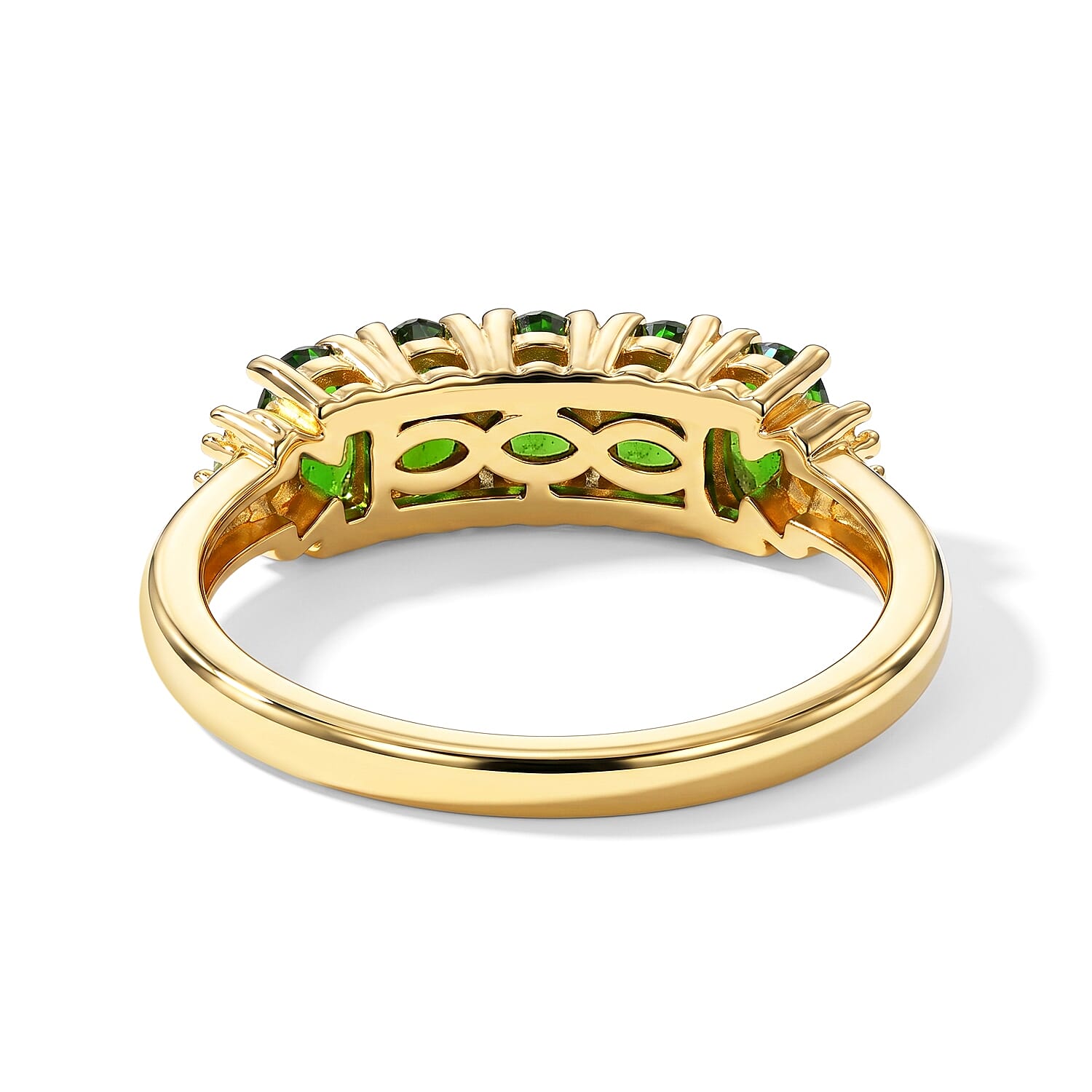 EverTrue Chrome Diopside and Diamond 1.30 ctw Harmony of Five Ring in 18K YG Plated (Size 5.0)