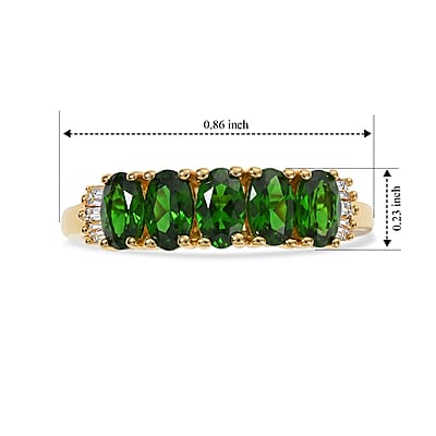 EverTrue Chrome Diopside and Diamond 1.30 ctw Harmony of Five Ring in 18K YG Plated (Size 5.0)