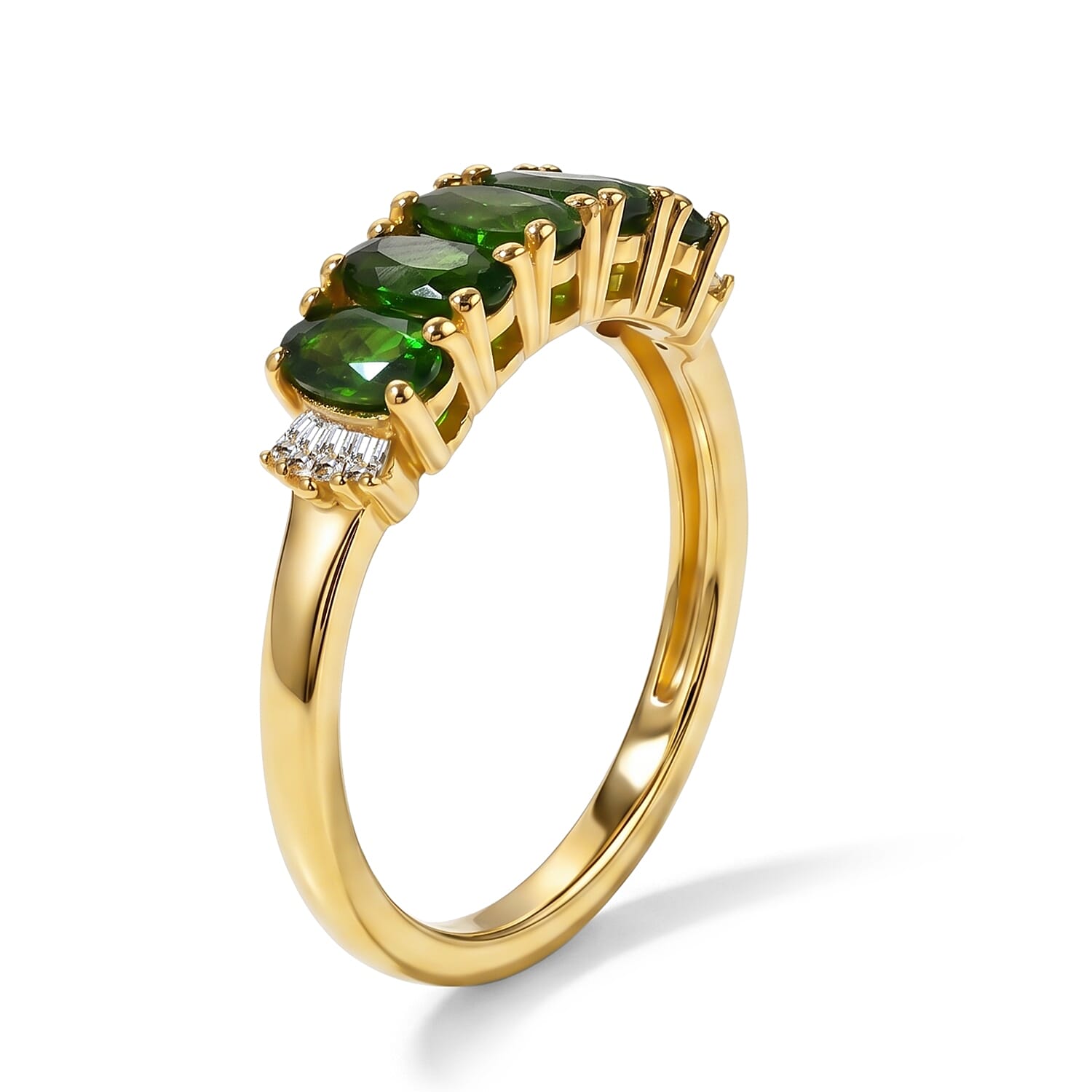 EverTrue Kashmir Kyanite and Diamond 1.70 ctw Harmony of Five Ring in 18K YG Plated (Size 5.0)