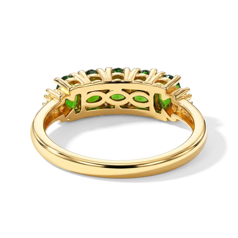 EverTrue Kashmir Kyanite and Diamond 1.70 ctw Harmony of Five Ring in 18K YG Plated (Size 5.0)