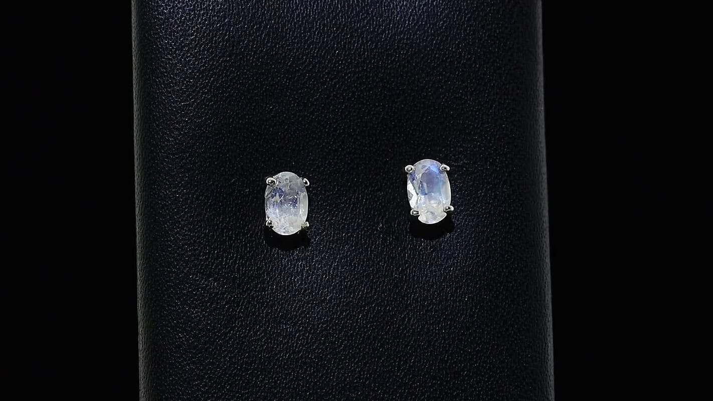EverTrue Rainbow Moonstone Earrings in Platinum Bond 1.00 ctw