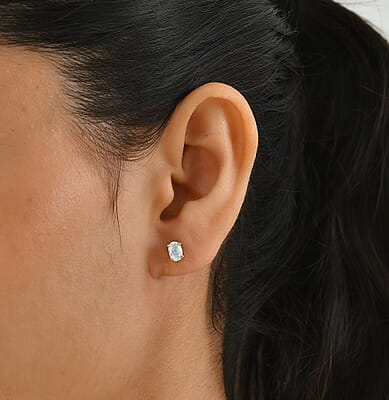 EverTrue Rainbow Moonstone 1.00 ctw Earrings in Platinum Bond