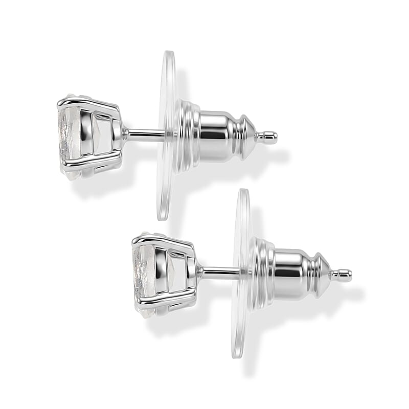 EverTrue Rainbow Moonstone 1.00 ctw Earrings in Platinum Bond