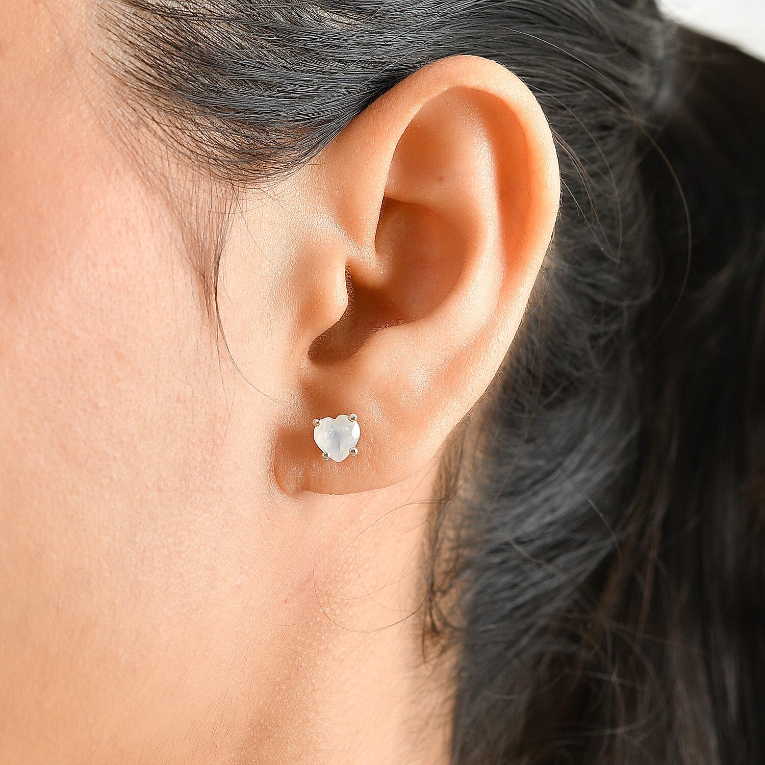 EverTrue Rainbow Moonstone 1.60 ctw Solitaire Stud Push Post Earrings in Platinum Bond