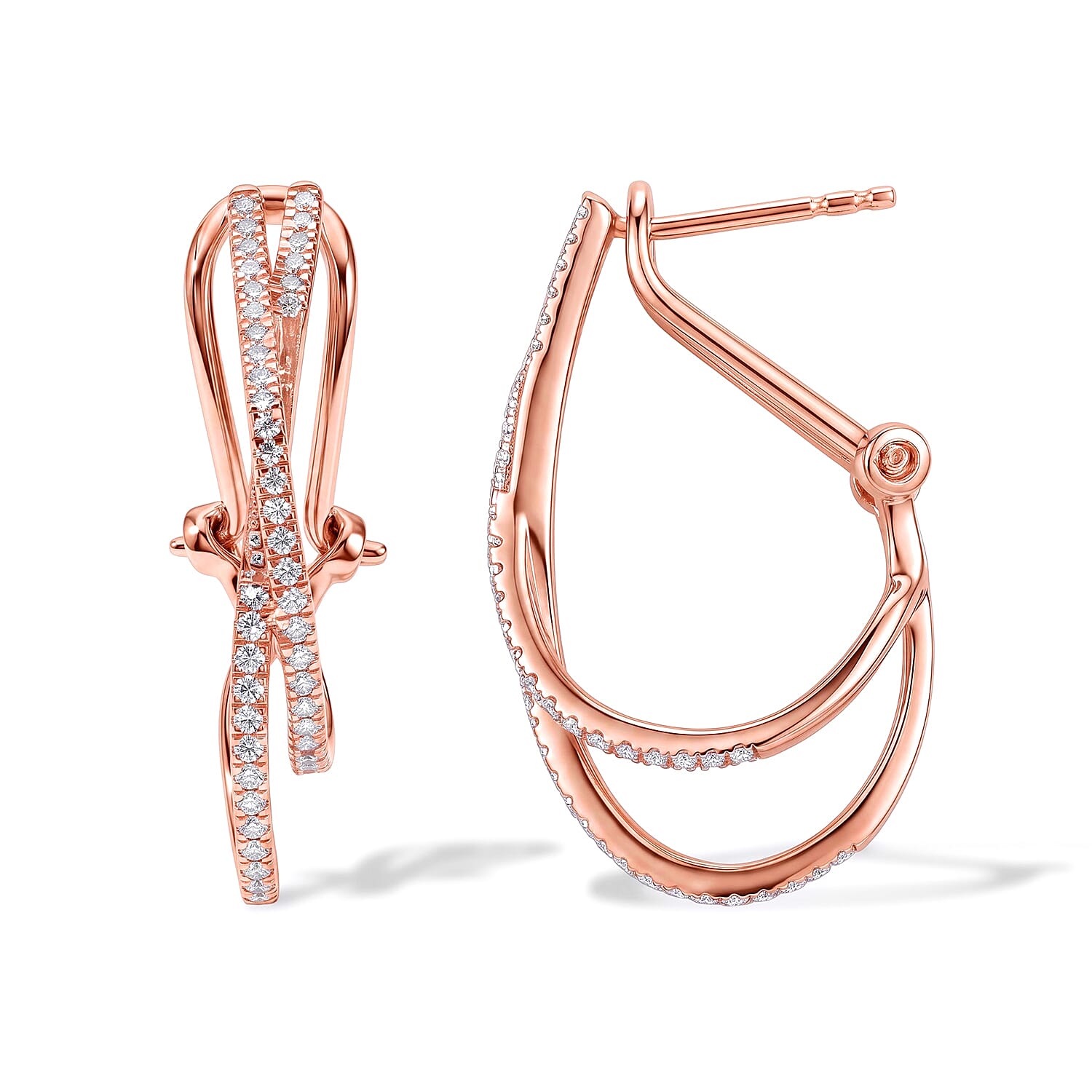 Luxuriant Lab Grown Diamond G-H SI 0.50 ctw Earrings in 18K Vermeil Rose Gold Over Sterling Silver