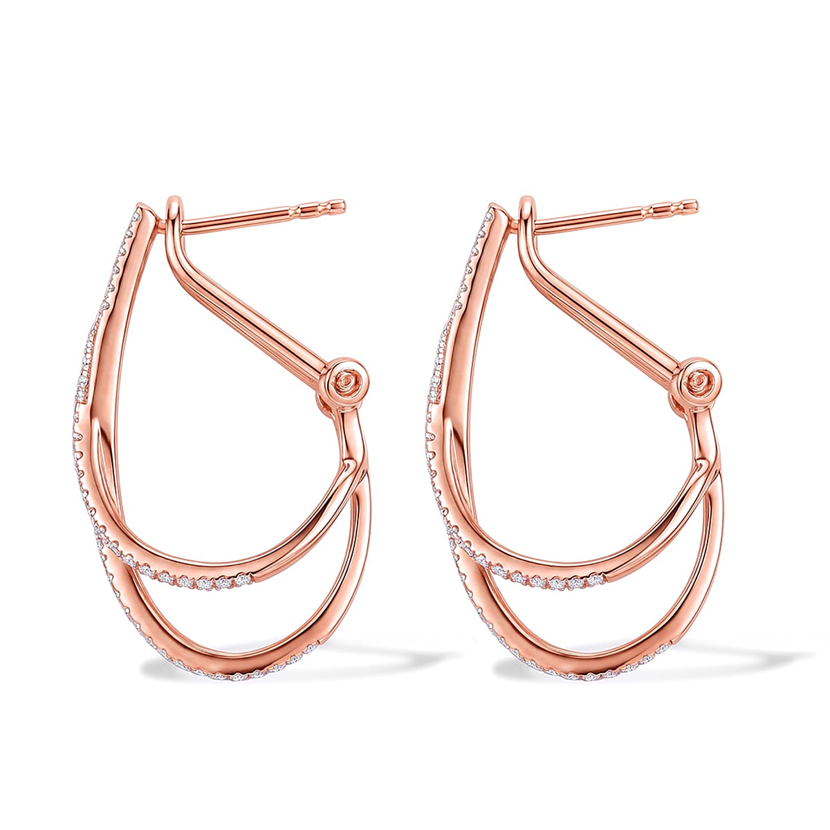 Luxuriant Lab Grown Diamond G-H SI 0.50 ctw Earrings in 18K Vermeil Rose Gold Over Sterling Silver