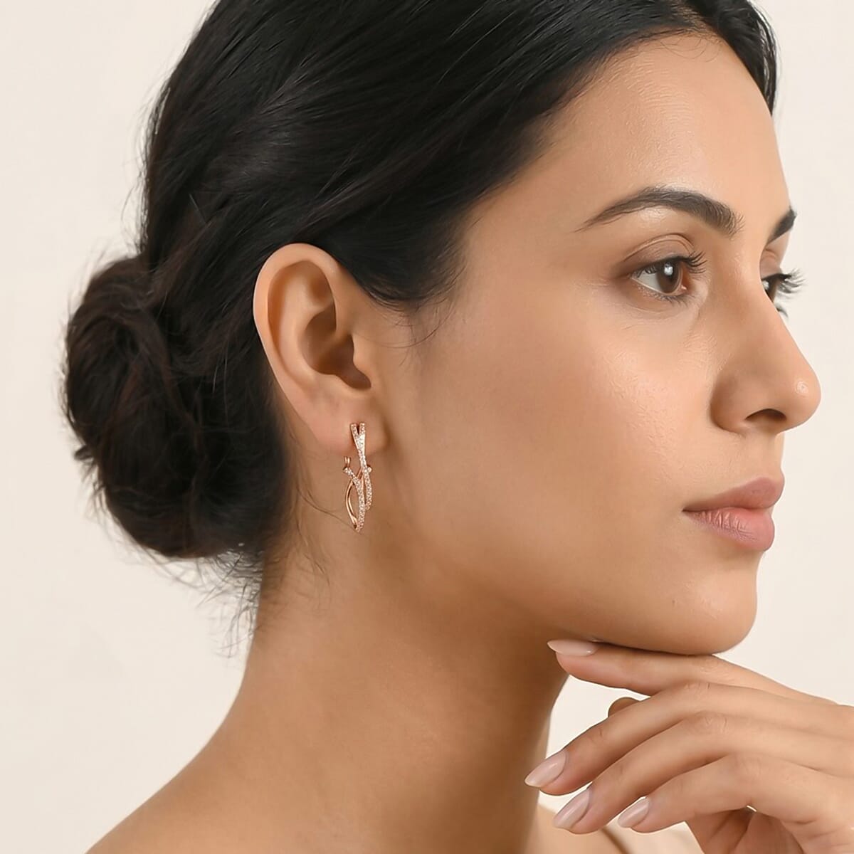 Luxuriant Lab Grown Diamond G-H SI 0.50 ctw Earrings in 18K Vermeil Rose Gold Over Sterling Silver