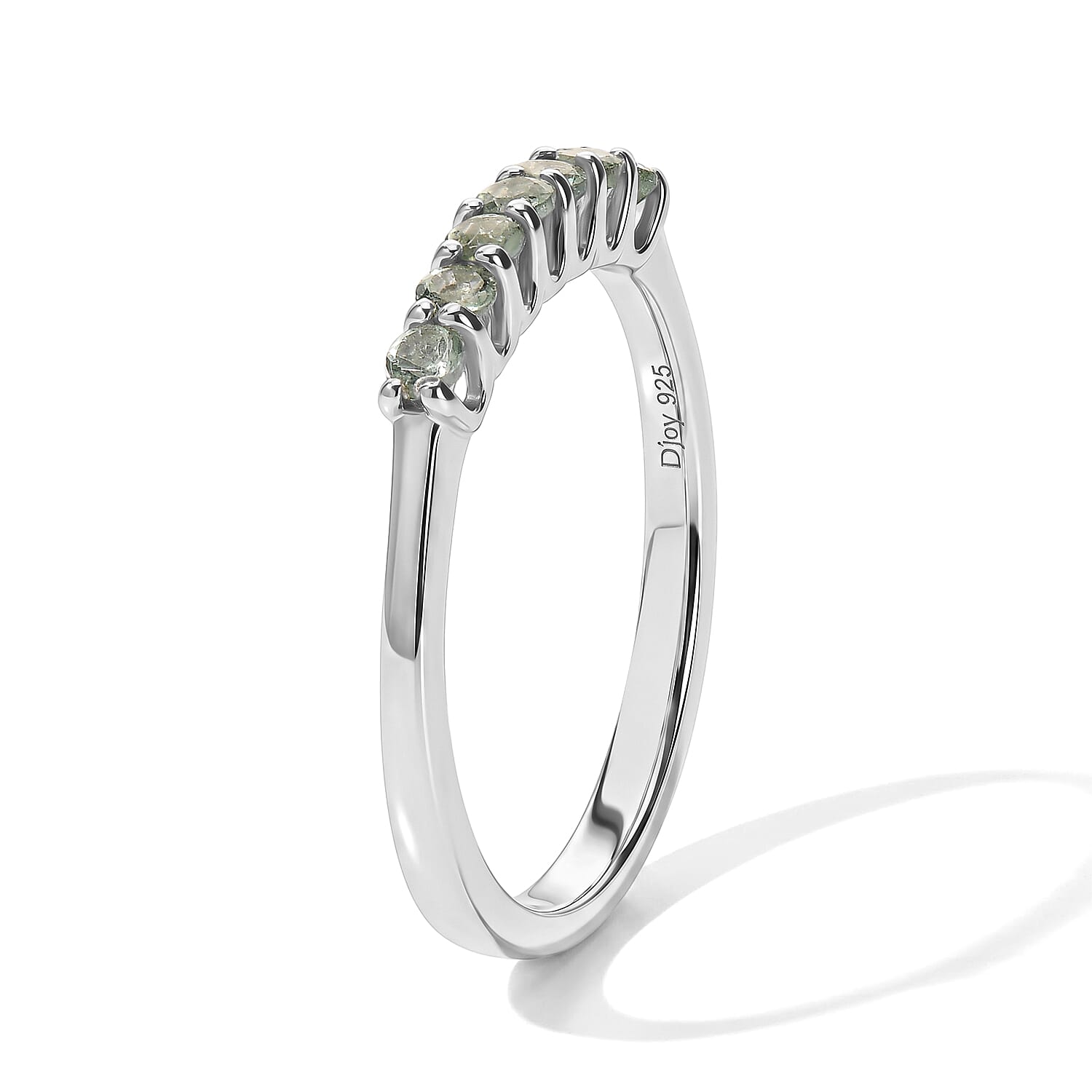 D'Joy Natural Green Apatite 0.35 ctw Ring in Rhodium Over Sterling Silver (Size 6.0)