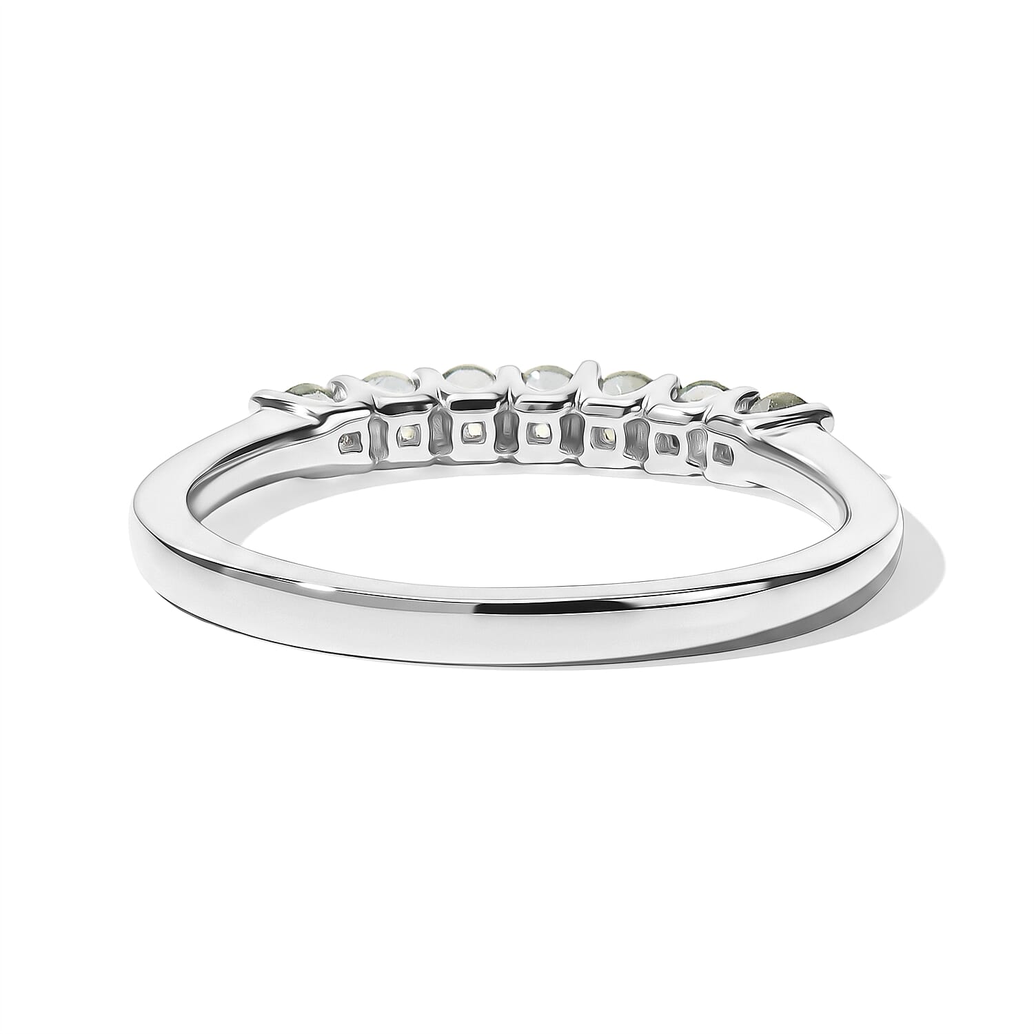 D'Joy Natural Green Apatite 0.35 ctw Ring in Rhodium Over Sterling Silver (Size 6.0)