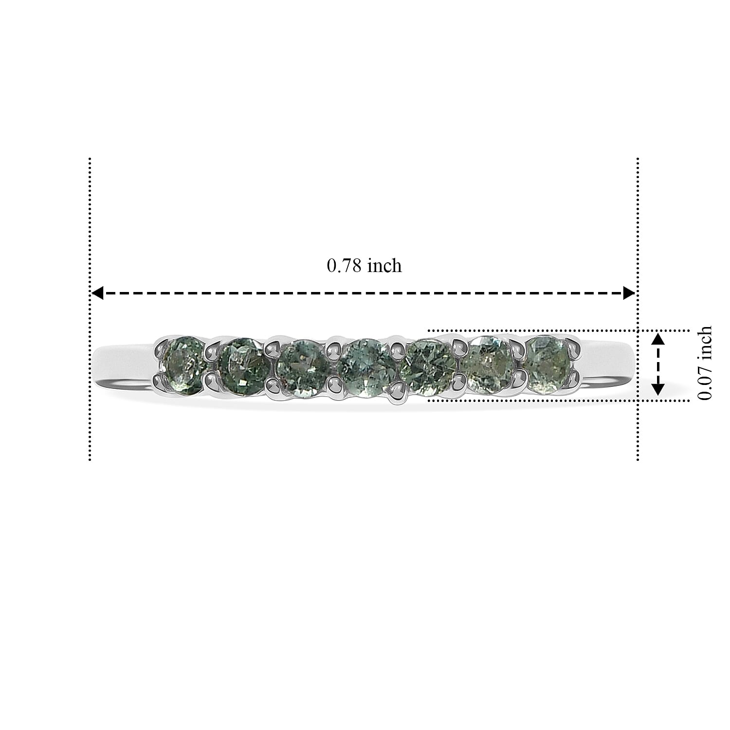 D'Joy Natural Green Apatite 0.35 ctw Ring in Rhodium Over Sterling Silver (Size 6.0)