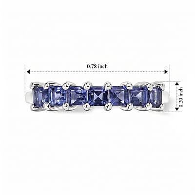 D'Joy Catalina Iolite 0.65 ctw Band Ring in Rhodium Over Sterling Silver (Size 6.0)