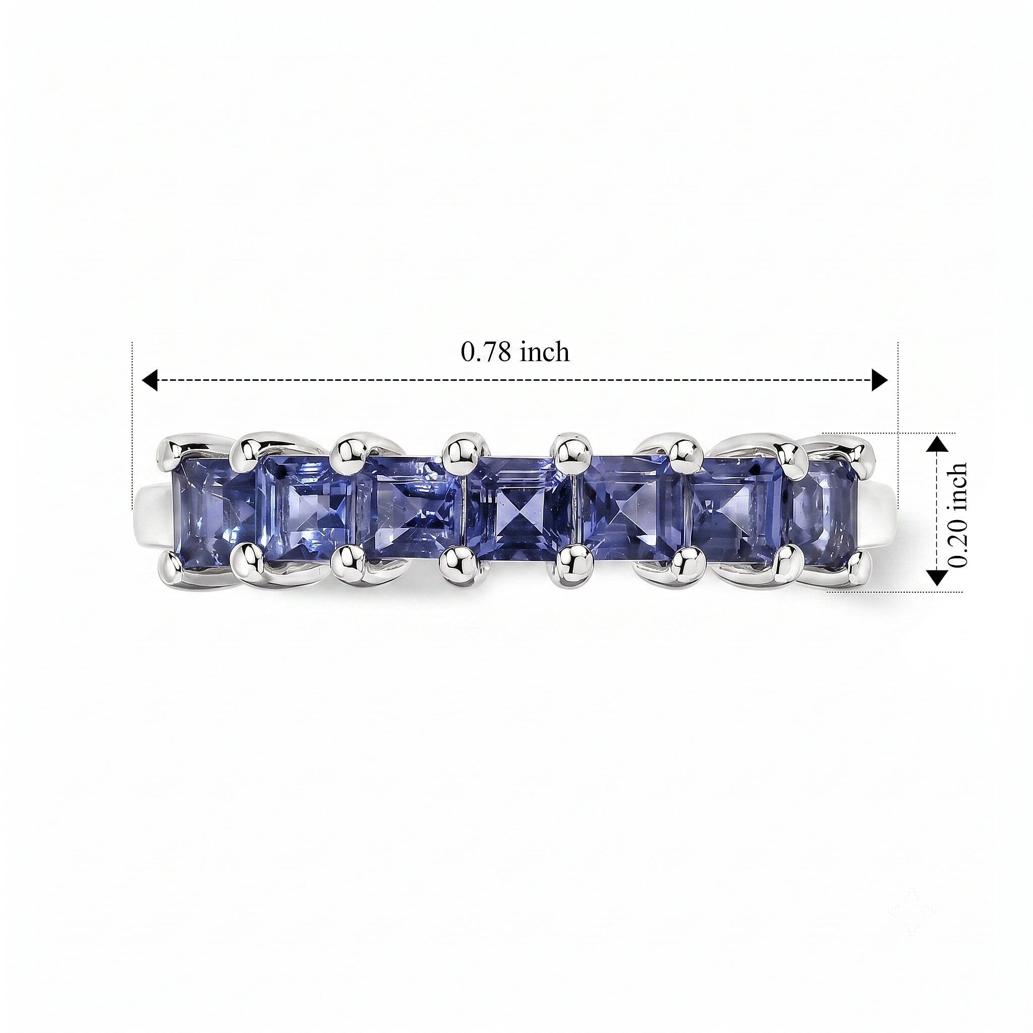 D'Joy Catalina Iolite 0.65 ctw Band Ring in Rhodium Over Sterling Silver (Size 7.0)