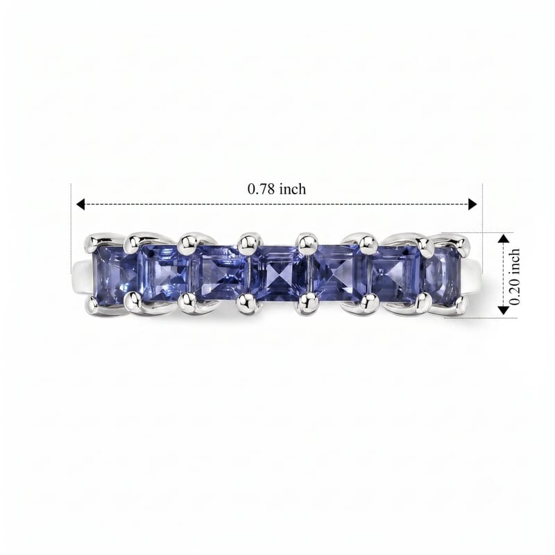 D'Joy Catalina Iolite 0.65 ctw Band Ring in Rhodium Over Sterling Silver (Size 7.0)