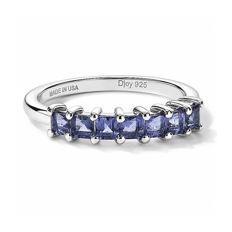 D'Joy Catalina Iolite 0.65 ctw Band Ring in Rhodium Over Sterling Silver (Size 8.0)