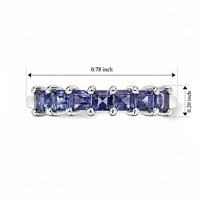 D'Joy Catalina Iolite 0.65 ctw Band Ring in Rhodium Over Sterling Silver (Size 8.0)