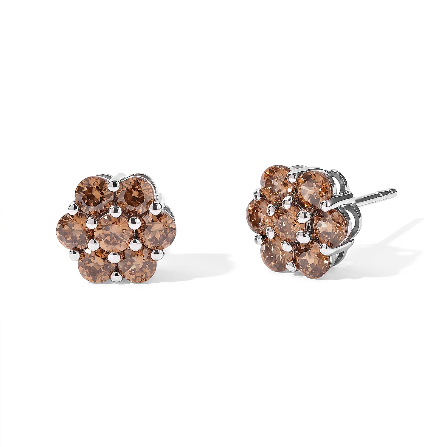 D'Joy Premium Imperial Garnet 2.30 ctw Solitaire Stud Earrings in Rhodium Over Sterling Silver