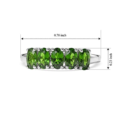 D'Joy Chrome Diopside 1.20 ctw Ring in Rhodium Over Sterling Silver (Size 6.0)
