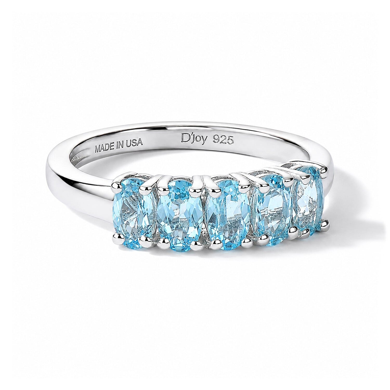 D'Joy Swiss Blue Topaz 1.35 ctw Ring in Rhodium Over Sterling Silver (Size 7.0)