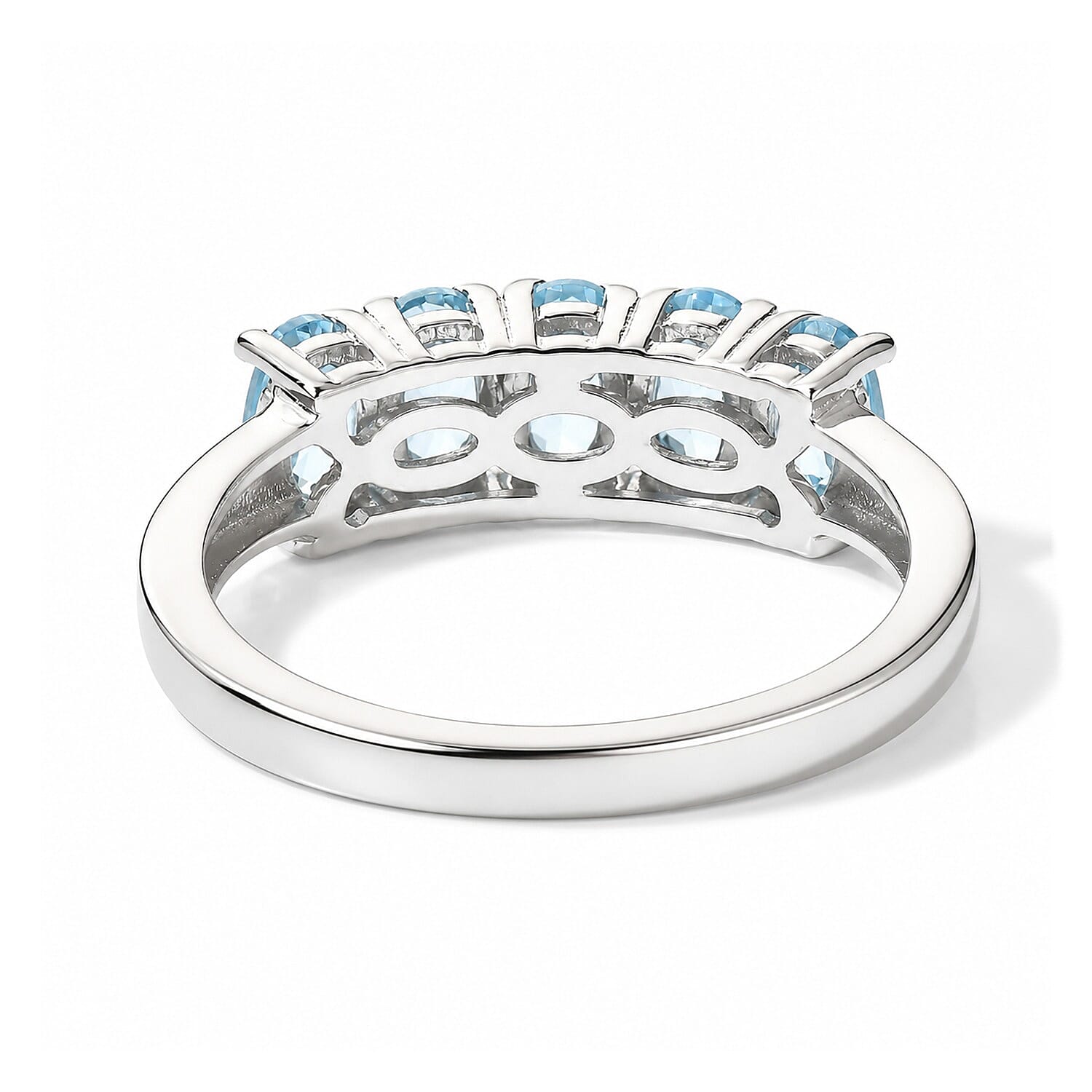 D'Joy Swiss Blue Topaz 1.35 ctw Ring in Rhodium Over Sterling Silver (Size 7.0)