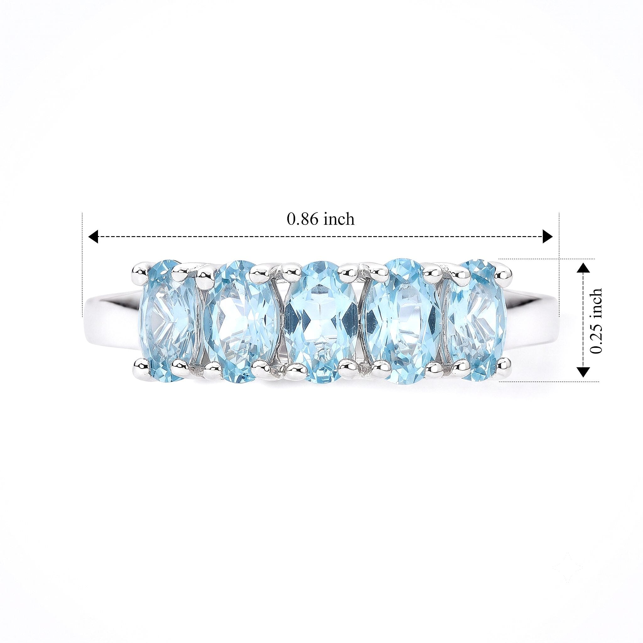 D'Joy Swiss Blue Topaz 1.35 ctw Ring in Rhodium Over Sterling Silver (Size 7.0)
