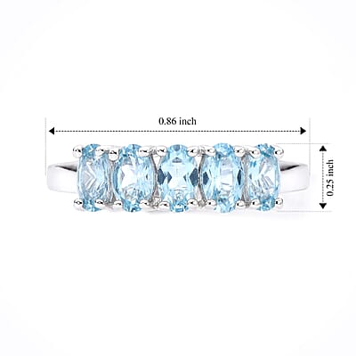 D'Joy Swiss Blue Topaz 1.35 ctw Ring in Rhodium Over Sterling Silver (Size 7.0)