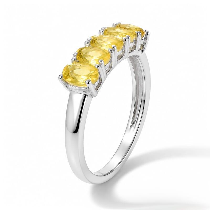 D'Joy Yellow Opal 0.80 ctw Ring in Rhodium Over Sterling Silver (Size 6.0)