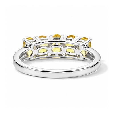 D'Joy Yellow Opal 0.80 ctw Ring in Rhodium Over Sterling Silver (Size 6.0)