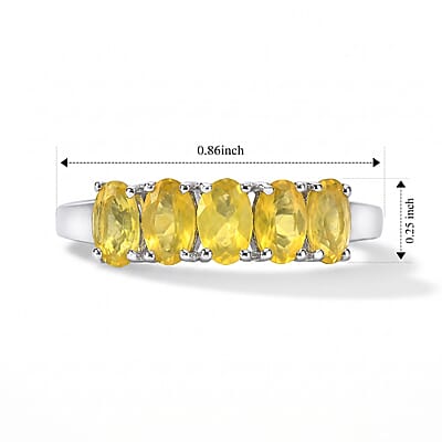 D'Joy Yellow Opal 0.80 ctw Ring in Rhodium Over Sterling Silver (Size 6.0)