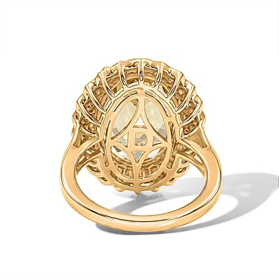 D'Joy Yellow Labradorite and Moissanite 8.40 ctw Dawn Crown Ring in 18K Vermeil Yellow Gold Over Sterling Silver (Size 7.0)